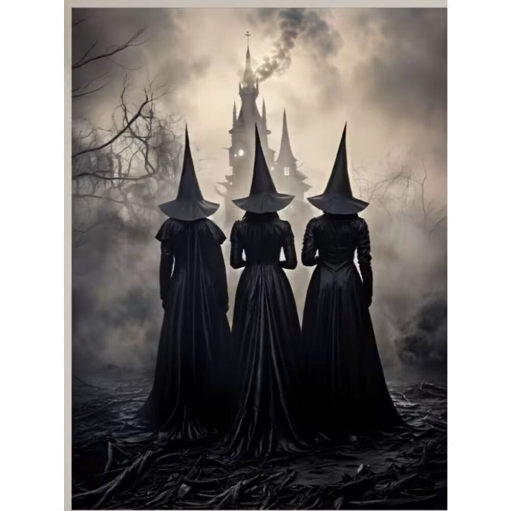 NWT Unframed Canvas Print Witches Convene Haunted Castle 12x16-in Gothic Art